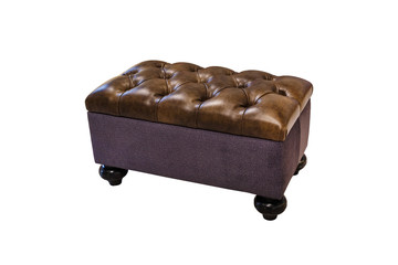 dark brown leather sofa in chester style for elite loft interior isolated white background