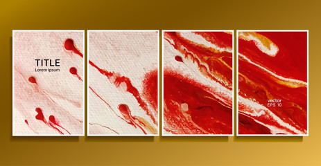 Vector cards. Set of templates sheets. Abstract painted background. Liquid marble texture. Fluid colors backgrounds.