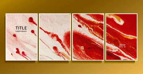 Gordijnen Vector cards. Set of templates sheets. Abstract painted background. Liquid marble texture. Fluid colors backgrounds. © KseniaZu