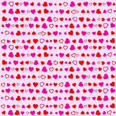 seamless pattern of hearts on pink background for valentine day