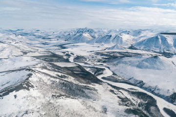 Snowy Arctic Alaskan Yukon River from Airplane Tour