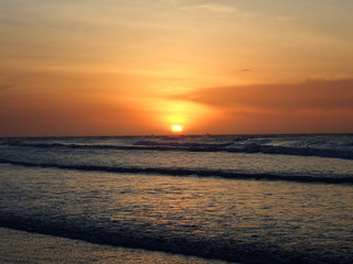 The beautiful and stunning sunset view along the seashore.