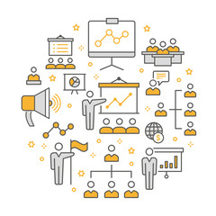 Presentation outline icons set for interface, print.