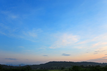 Fototapeta na wymiar Landscape scenery mountain background at sunrise time.