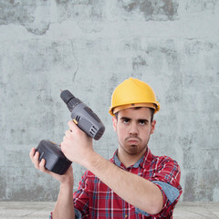 constructor with drill, renovations, repairs and bricolage