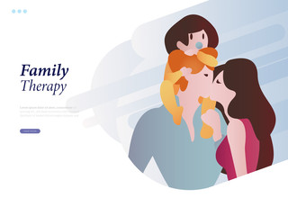 Happy family design templates for family doctor, pregnancy, healthy life. Family therapy. Modern vector illustration concepts for website and mobile website development.
