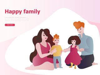 Web page design templates for family doctor, pregnancy, healthy life. Happy family. Modern vector illustration concepts for website and mobile website development.