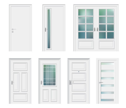 Set of different white door vector illustration