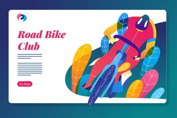Road bike racing event poster web template. Mixcolor vector illustration