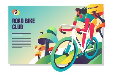 Road bike racing event poster web template. Mixcolor vector illustration