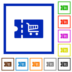 Fototapeta premium Cart discount coupon flat framed icons