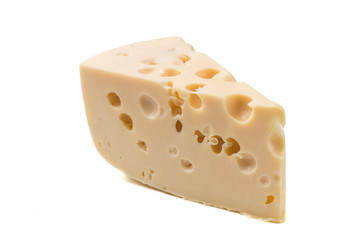 Cheese block isolated on white background cutout