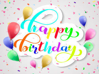 Happy birthday lettering. Congratulatory. quote for banner or postcard. Vector illustration