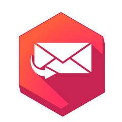 ikona z długim cieniem na tle sześcioboku