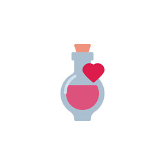 Love potion bottle flat icon, vector sign, colorful pictogram isolated on white. Magic health potion symbol, logo illustration. Flat style design
