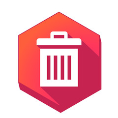 ikona z długim cieniem na tle sześcioboku