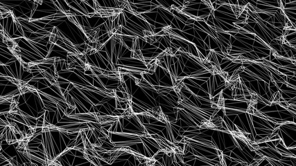 Abstraction grid with polygons inm darkness, 3d rendering backdrop, computer generating background