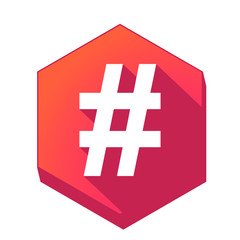 ikona z długim cieniem na tle sześcioboku