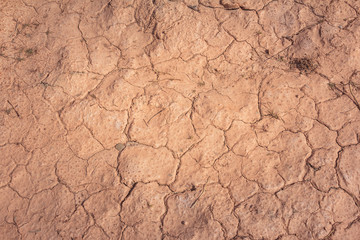 Dry cracked desert soil during drought - top down view
