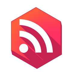 ikona z długim cieniem na tle sześcioboku