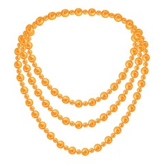 Golden necklace pearl icon. Cartoon of golden necklace pearl vector icon for web design isolated on white background