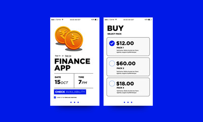 Finance Money App Interface Design with Gold Rupee Coin