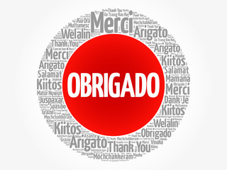 Obrigado (Thank You in Portuguese) Word Cloud in different languages