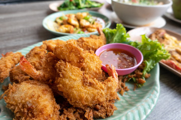 Shrimp fries with close up view.