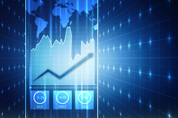 2d rendering Stock market online business concept. business Graph 