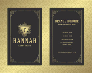 Luxury business card and vintage ornament logo vector template.