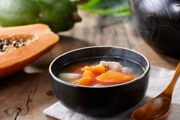 Delicious Chinese food, papaya pork soup