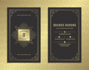 Luxury business card and vintage ornament logo vector template.