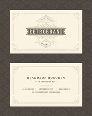 Luxury business card and vintage ornament logo vector template.