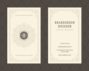 Luxury business card and vintage ornament logo vector template.