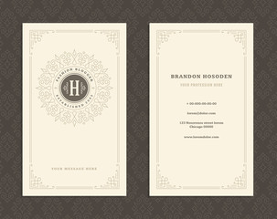 Luxury business card and vintage ornament logo vector template.