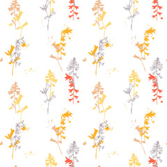 vector drawing seamless pattern with flowers