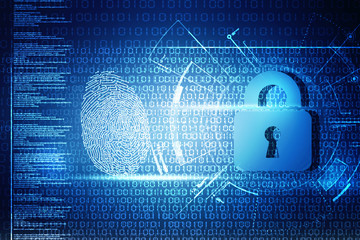 2d illustration Safety concept: Closed Padlock on digital background