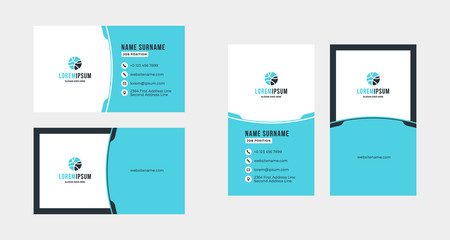 Double-sided creative business card template. Portrait and landscape orientation. Horizontal and vertical layout. Vector illustration