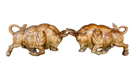 photo of wooden bull with isolated background
