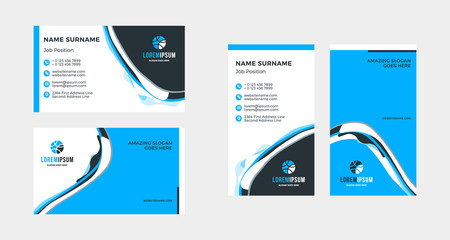 Double-sided creative business card template. Portrait and landscape orientation. Horizontal and vertical layout. Vector illustration