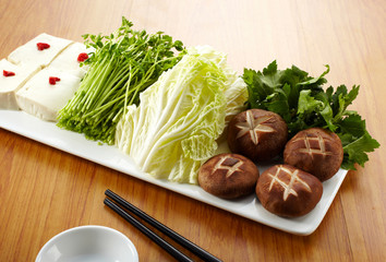 Fresh hot pot raw material, vegetable material platter


