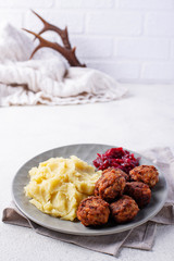 Swedish meatballs with mashed potato