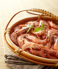 Delicious Chinese cuisine, steamed sea prawns