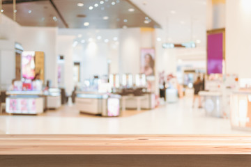Abstract blurred image of cosmetics department in the mall