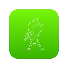 Waving player icon green vector isolated on white background