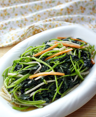 Delicious Chinese cuisine, fried sweet potato leaves
