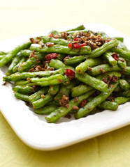 Delicious Chinese cuisine, stir-fried green beans