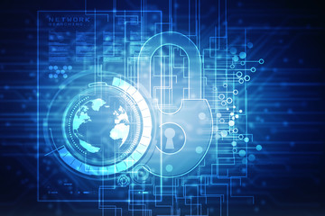 2d illustration Safety concept: Closed Padlock on digital background