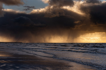 Dark and stormy clouda above Baltic sea.