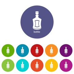 Alcohol bottle icons color set vector for any web design on white background